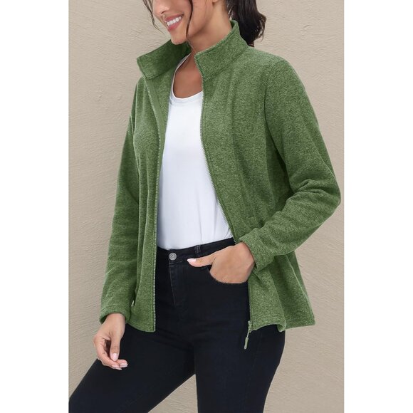 Women’s Fleece Jacket Lightweight Zip Up Warm Casual Pockets Outdoor - Picture 8 of 8